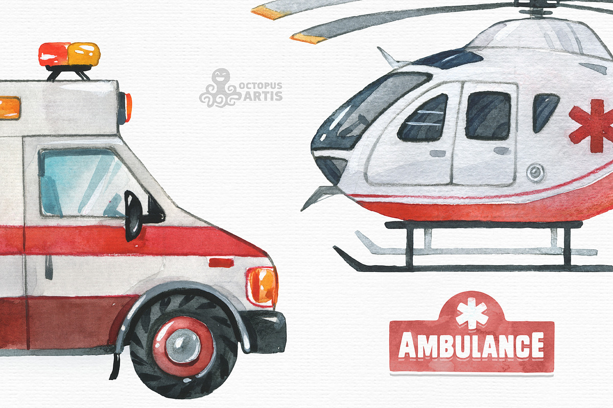 Rescue Vehicles Collection., a Transportation Illustration by OctopusArtis (Photo 3 of 10)