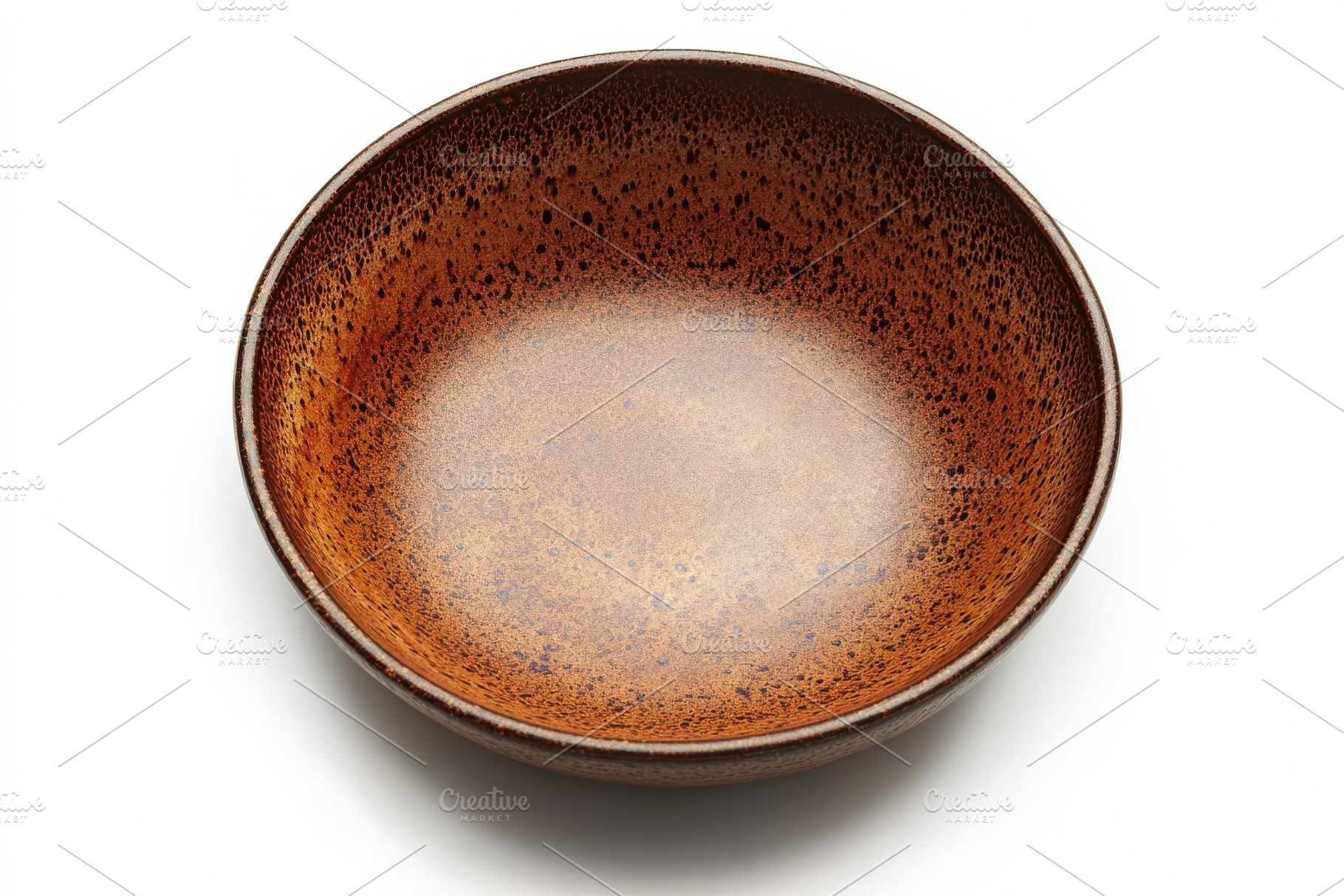Empty brown speckled bowl on white b, a Photo by Pixeness Studio