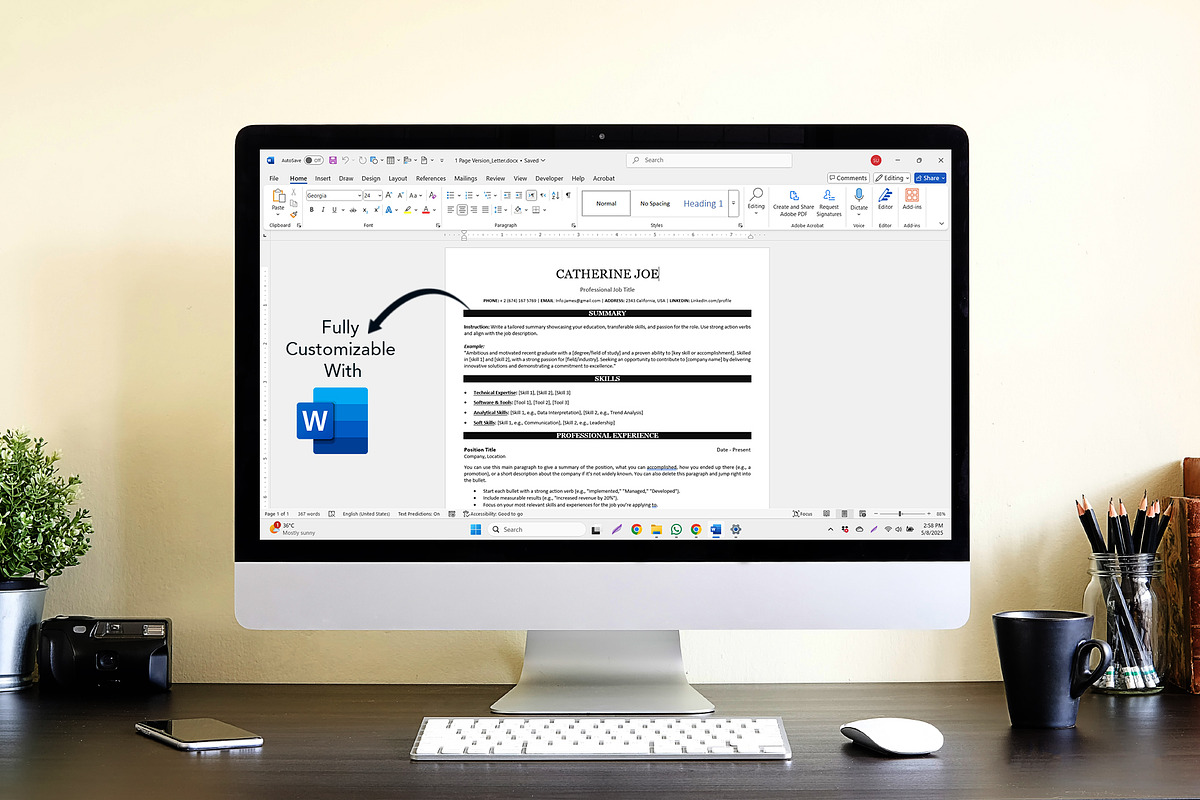 ATS resume | google docs | MS word, a Resume Template by Design_Xlab (Photo 3 of 10)