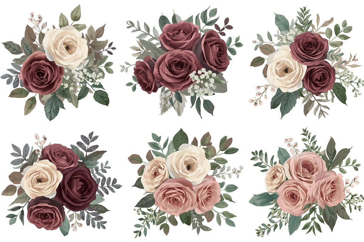 Elegant cream, pink floral clipart, an Illustration by Amazin_art (Photo 5 of 5)