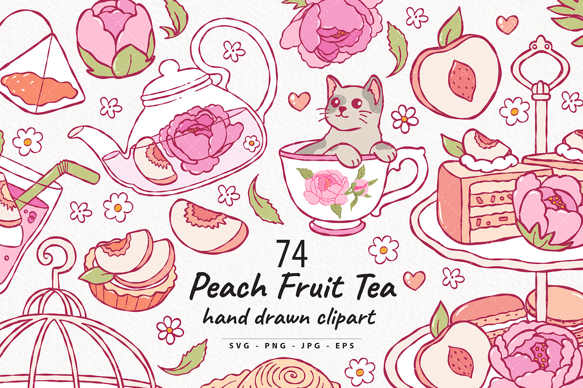 Peach Fruit Tea Clipart, Hand Drawn, a Food Illustration by TitaLivingArt (Photo 1 of 9)