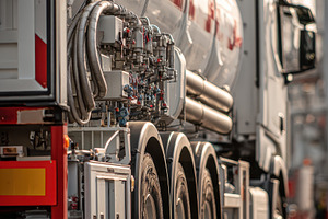 White tanker truck parked on asphalt, a Photo by Pixeness Studio