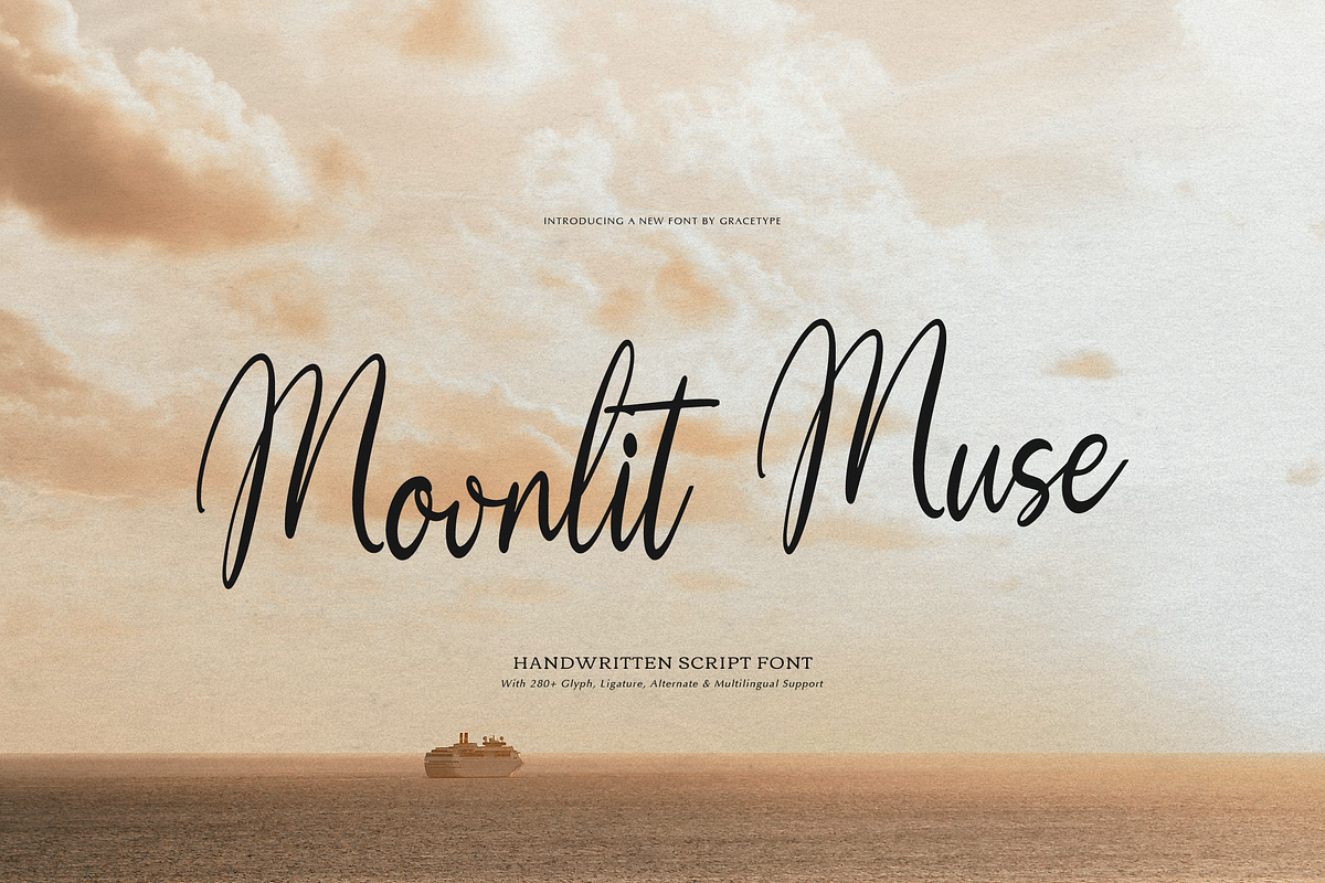 Moonlit Muse Handwritten Script Font, a Script Font by gracetype_studio (Photo 1 of 12)