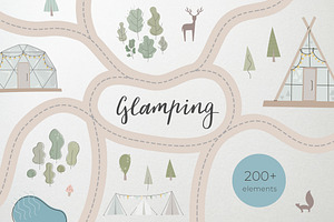Glamping houses, nature & signposts