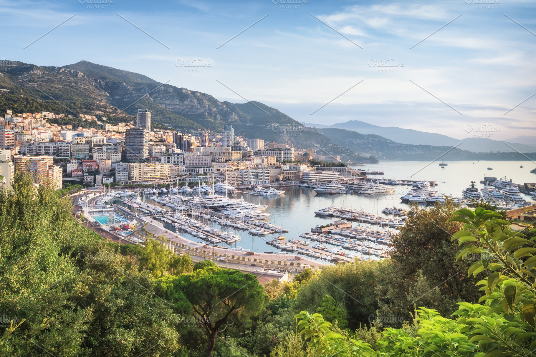 Monaco from above at sunrise on stock photo containing monaco and panorama, an Architecture Photo by sweet spot