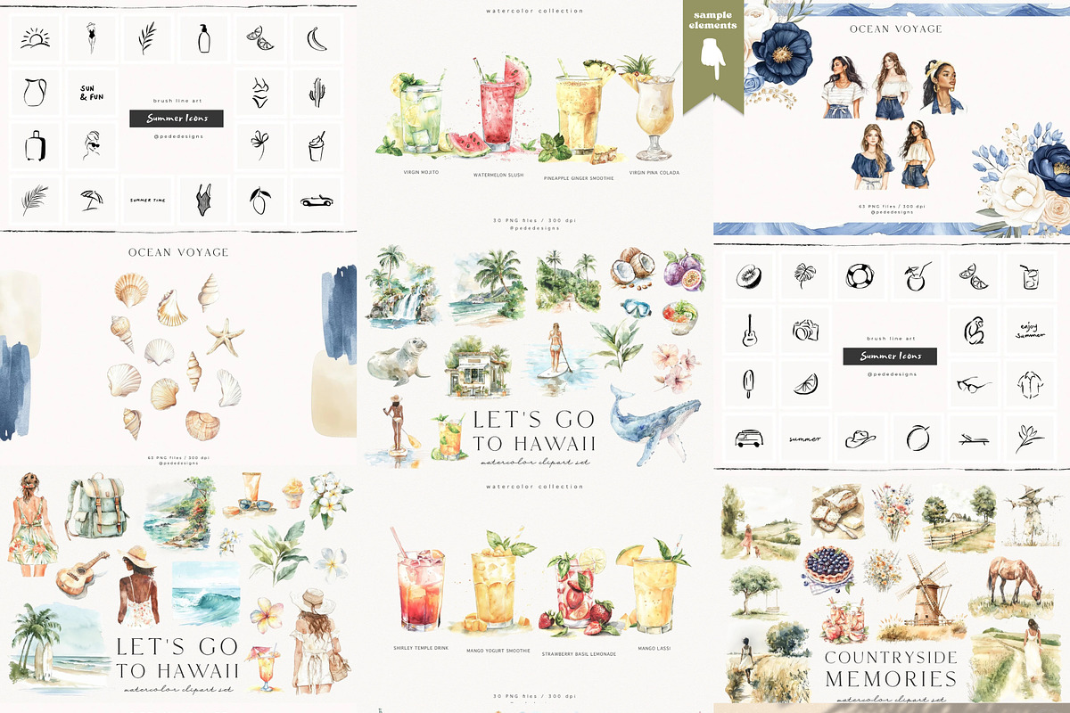 Summer & Travel Bundle, a Seasonal Illustration by PeDe Designs (Photo 12 of 15)