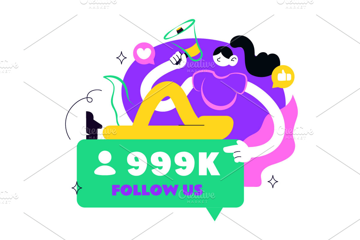 6 Follow Us Vector Illustration, a Technology Illustration by denayunebgt (Photo 3 of 3)