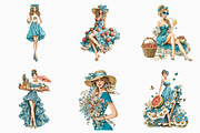Whimsical Summer Girls Clipart, a Seasonal Illustration by designcity5 (Thumbnail 3 of 5)