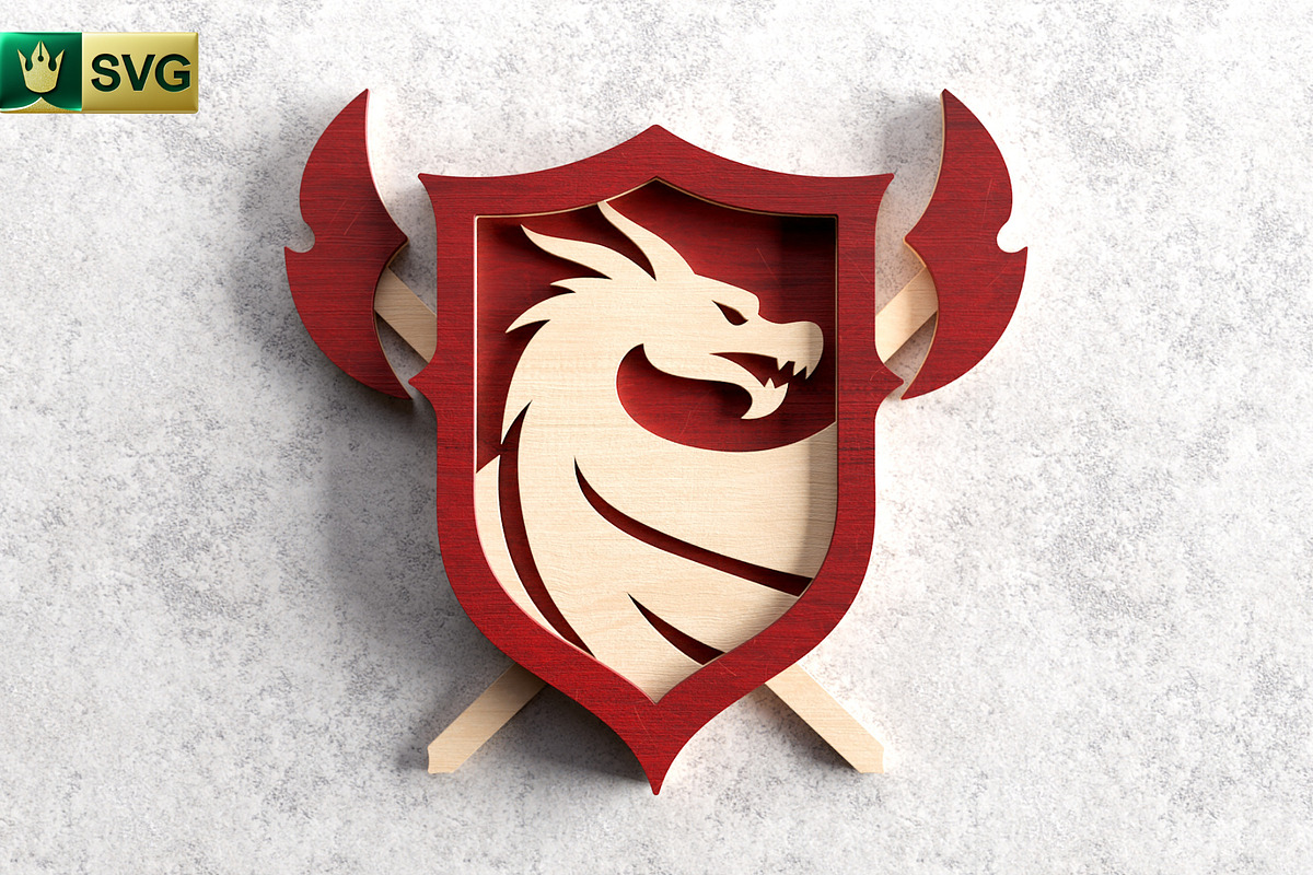 Dragon Shield 3D Layered SVG, an Object Graphic by pixaroma (Photo 7 of 10)