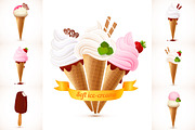 9 realistic vector ice-creams, an Object Graphic by Art of Sun (Thumbnail 1 of 2)