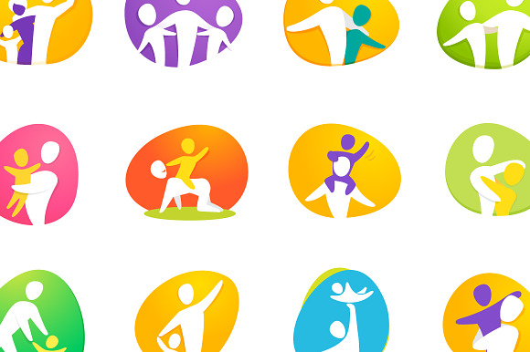 32 Colorful Happy Family Icons