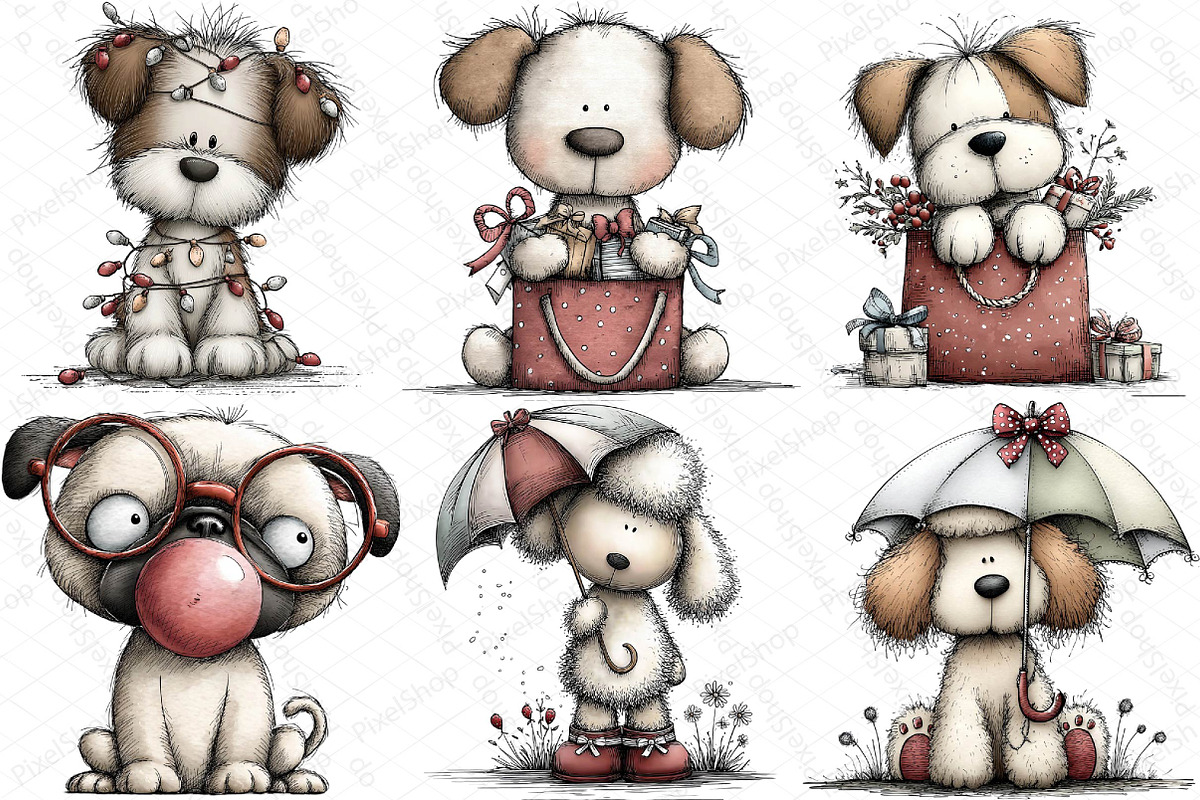 Cute Funny Dog - Whimsical Clipart, an Illustration by DreamPrint404 (Photo 3 of 6)