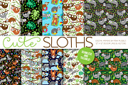 Sloth Patterns or Digital Papers, a Pattern Graphic by PinkPueblo (Thumbnail 1 of 3)