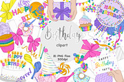 Happy Birthday Clipart, an Illustration by GlamArtZhanna (Thumbnail 1 of 4)
