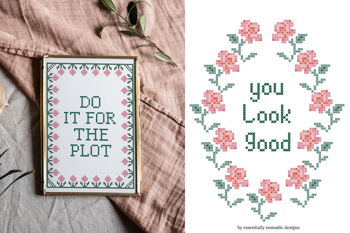 Cross Stitched - Frames & Letters, a Decorative Illustration by Essentially Nomadic (Photo 6 of 11)