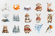 Winter Cute Animal Clipart, a Seasonal Illustration by Rose Art (Thumbnail 2 of 3)