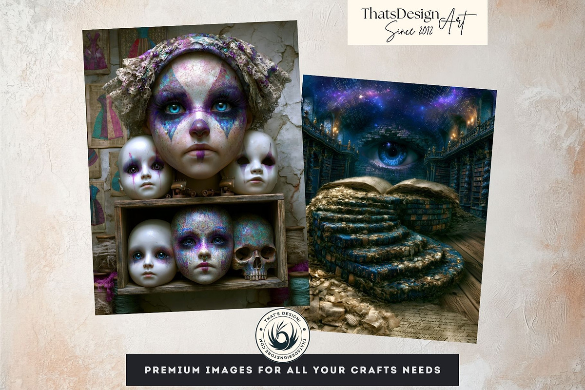 Surreal Portraits Digital Paper Set, a Decorative Illustration by ThatsDesignArt (Photo 9 of 15)