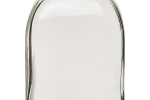 Empty transparent glass bottle with wooden lid for liquids on is, a Food & Drink Photo by ndanko