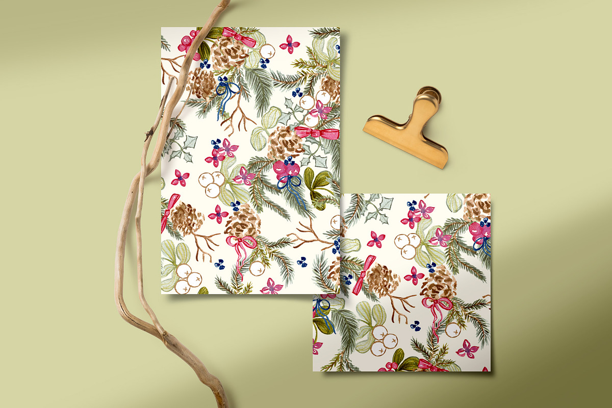Watercolor Christmas Pattern, a Pattern Graphic by Webvilla Studio (Photo 3 of 4)