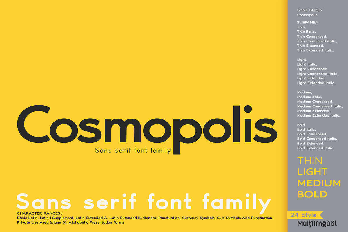Cosmopolis - Sans serif font family, a Sans Serif Font by Artistic & Unique (Photo 1 of 15)