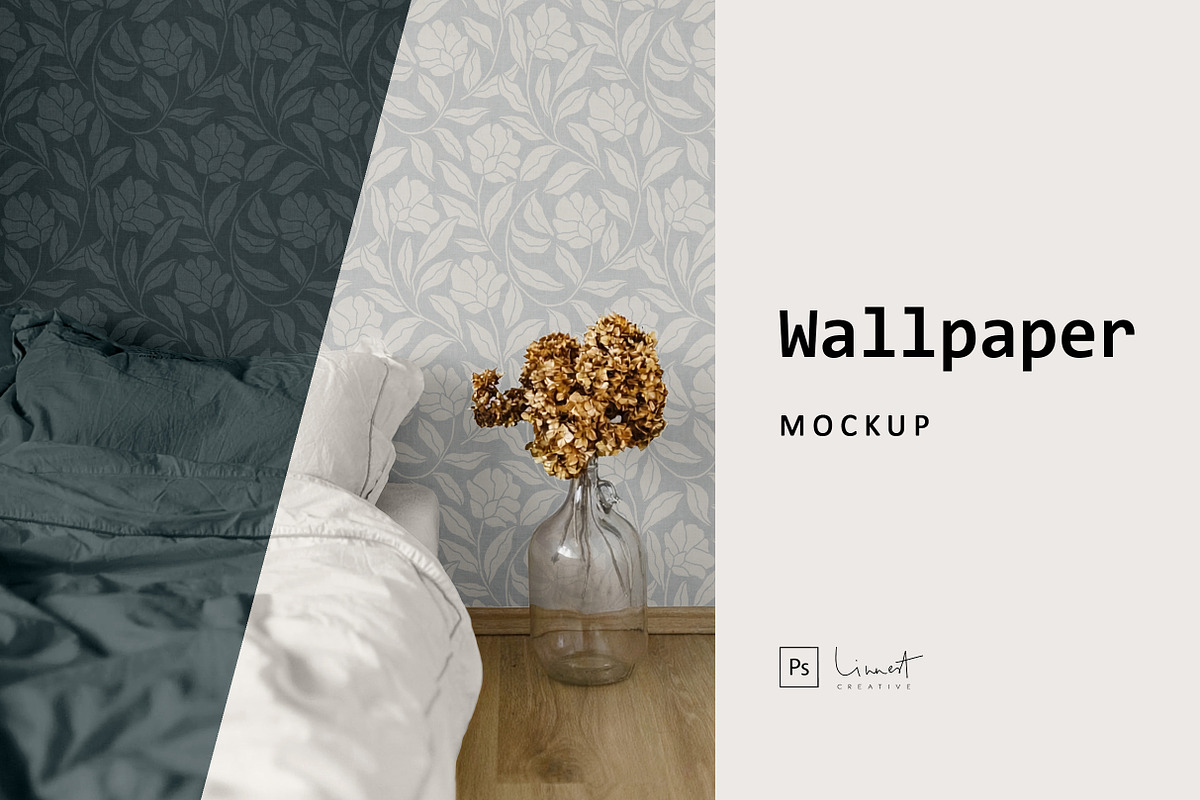 Minimalist Bedroom Wallpaper Mockup, a Household Mockup by LinnestCreative (Photo 1 of 6)