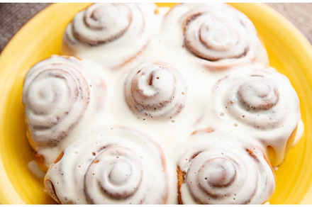 Homemade cinnamon buns in glaze, a Food & Drink Photo by yanadjana