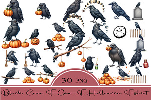 Black Crow F-Caw-F Halloween PNG T-s, an Illustration by CrexoraLab