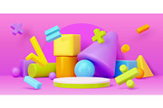 Kids podium stage with 3d geometric, an Illustration by Buch&Bee (Thumbnail 3 of 3)