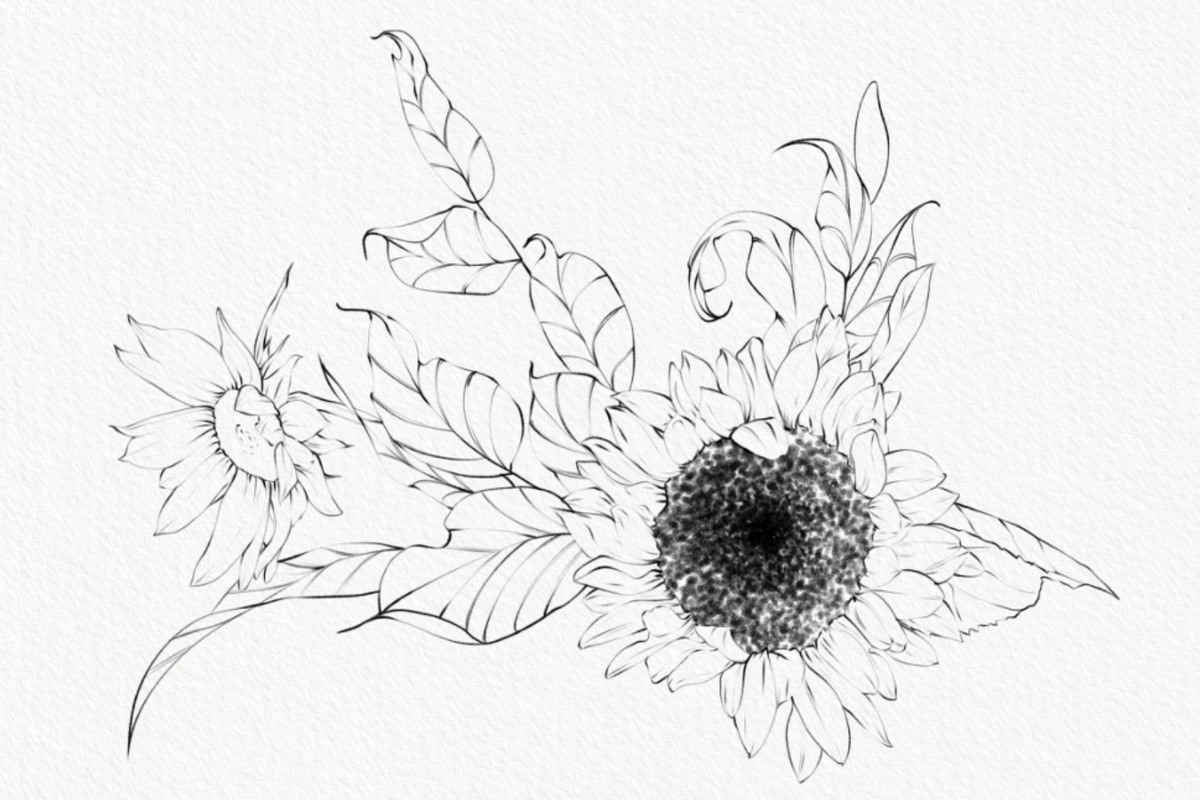 Procreate flower stamp, sunflower, a Brush Add-On by AnnaPolitmerskaja (Photo 4 of 11)