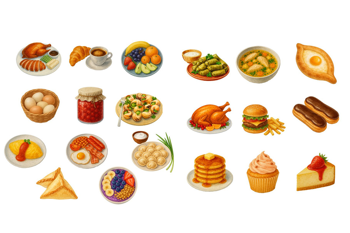 40 Watercolor Food Clipart, an Illustration by GeoWander (Photo 2 of 5)