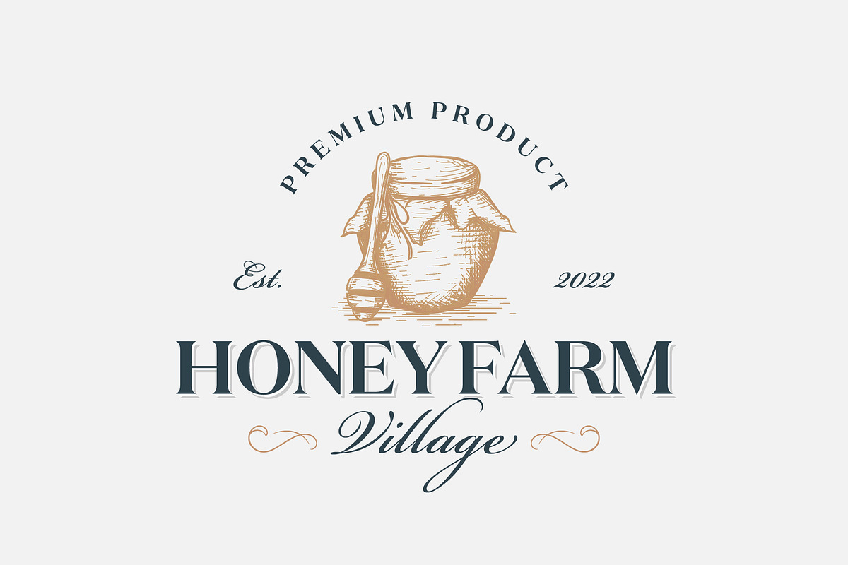 Vintage Honey Farm Premium Logo, a Branding & Logo Template by zdson