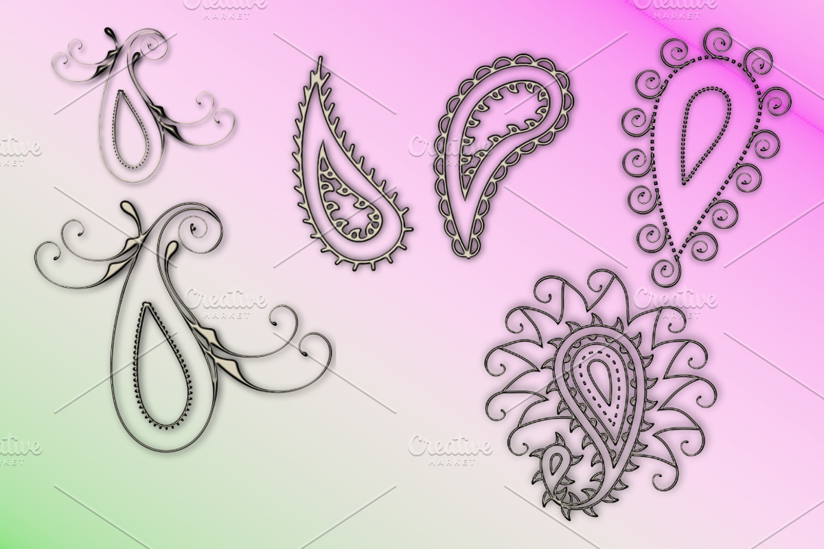 Paisley Ornaments Embellishments, an Illustration by MDD Designs (Photo 1 of 5)