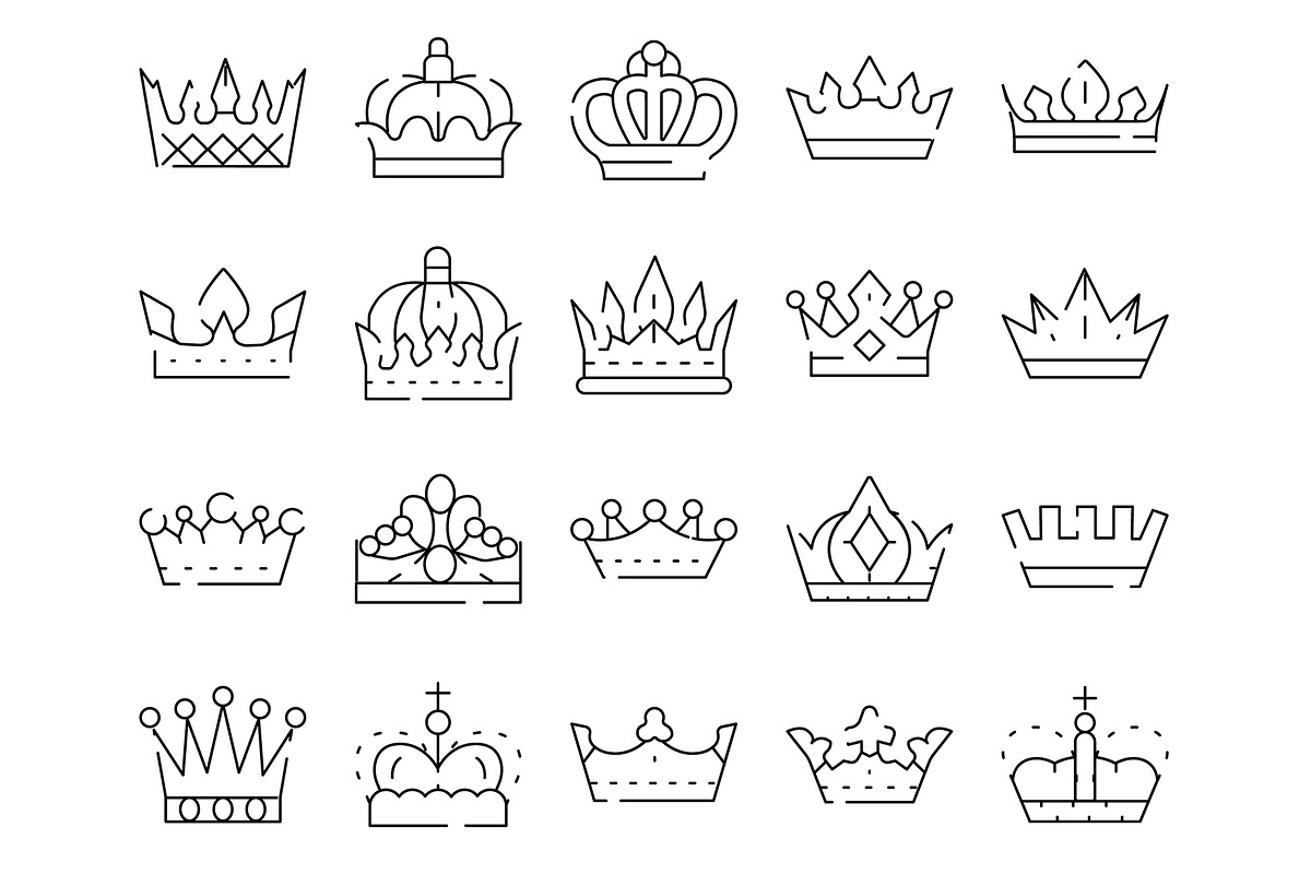 Different crown line art icons, an Object Graphic by pikepicture (Photo 2 of 3)