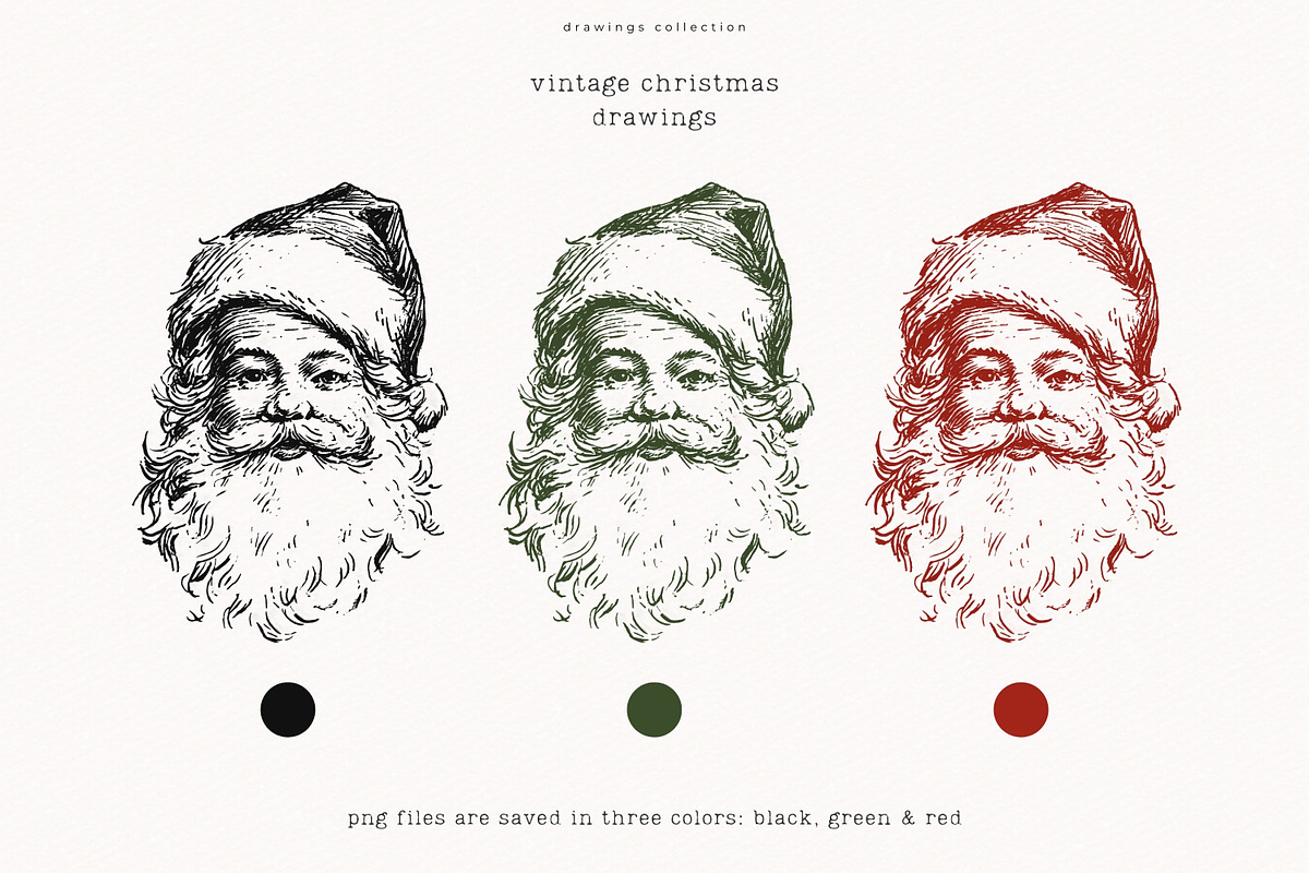 Vintage Christmas Drawings, a Seasonal Illustration by PeDe Designs (Photo 2 of 12)