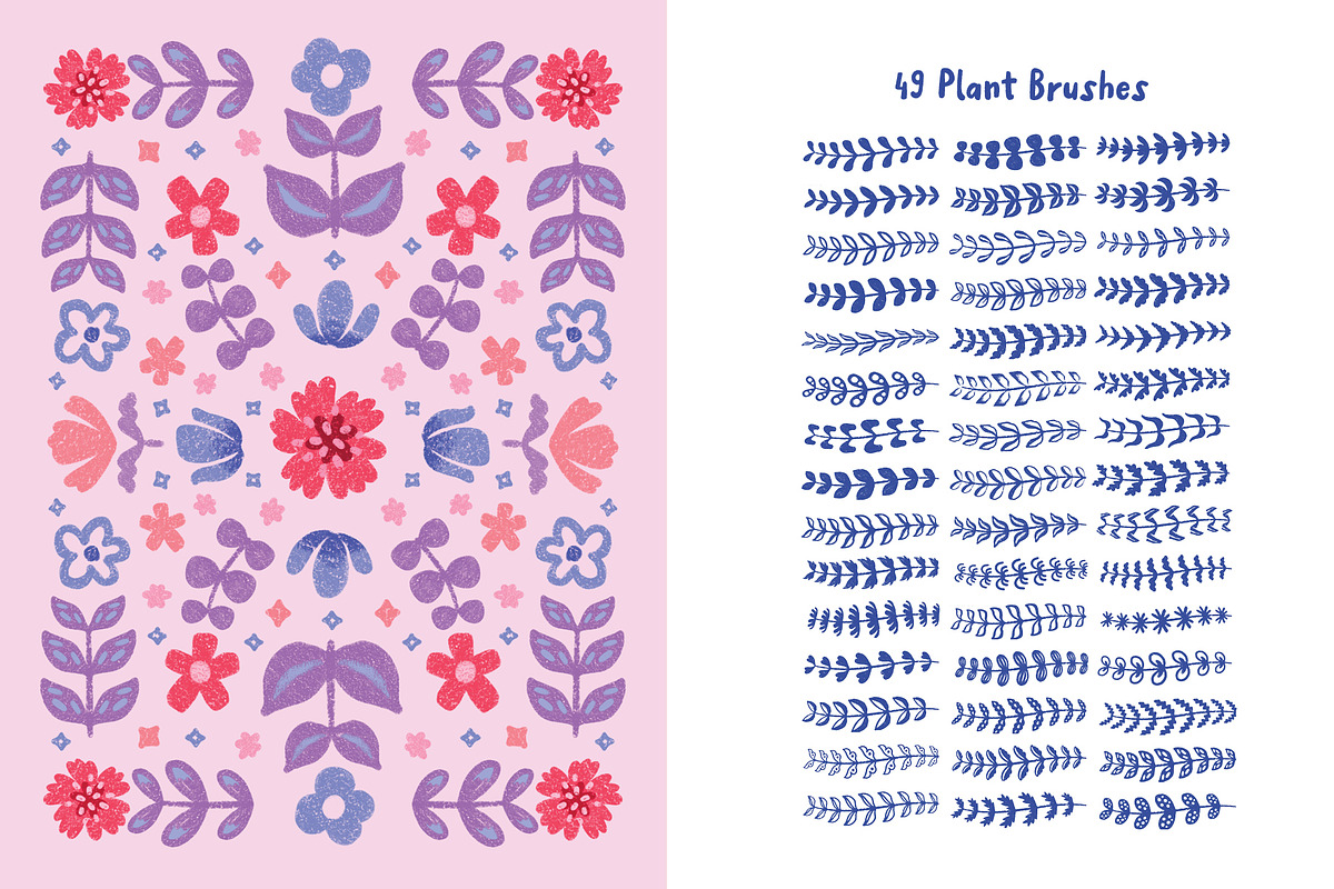 Crayon Florals 113 Procreate Brushes, a Brush Add-On by Pencil Twist (Photo 2 of 10)