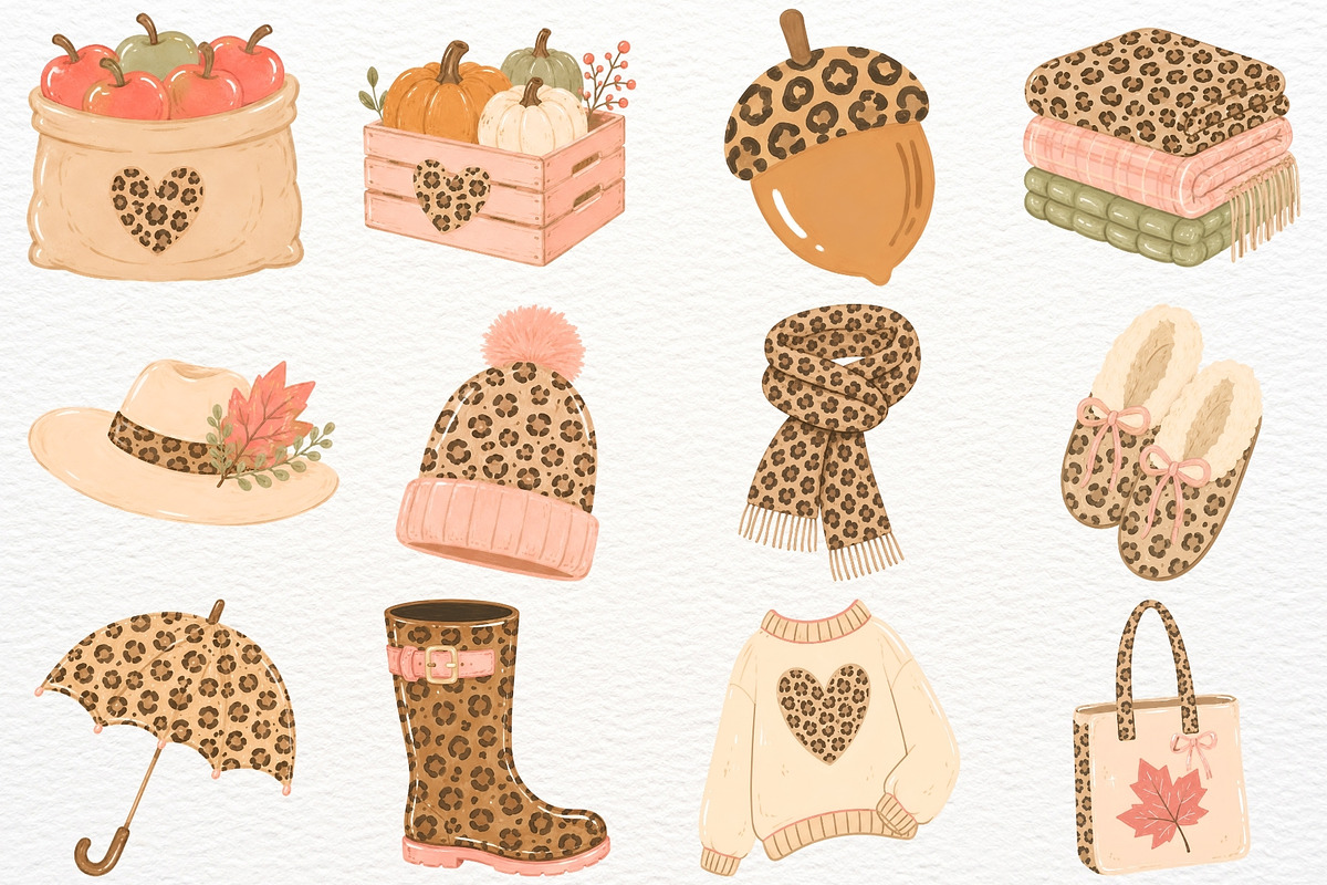 Leopard Autumn Clipart Coffee PNG, a Seasonal Illustration by SugarCloudStudioArt (Photo 3 of 5)