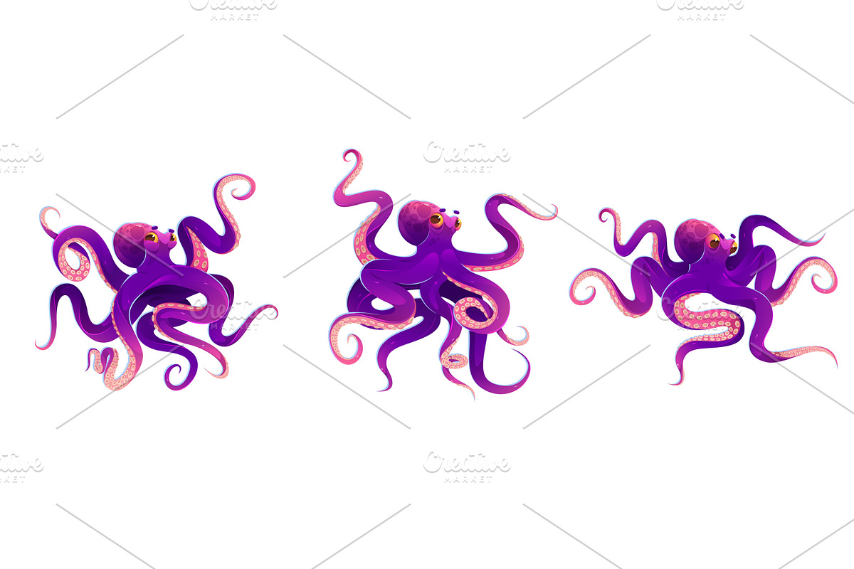 Cartoon octopus character with, an Animal Illustration by art PVP - market