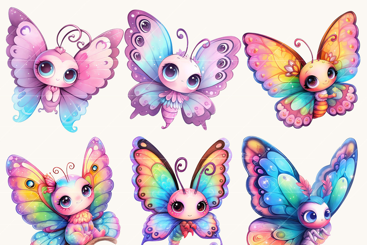 Watercolor Cute Butterflies Clipart, an Animal Illustration by Design Scotch (Photo 5 of 10)