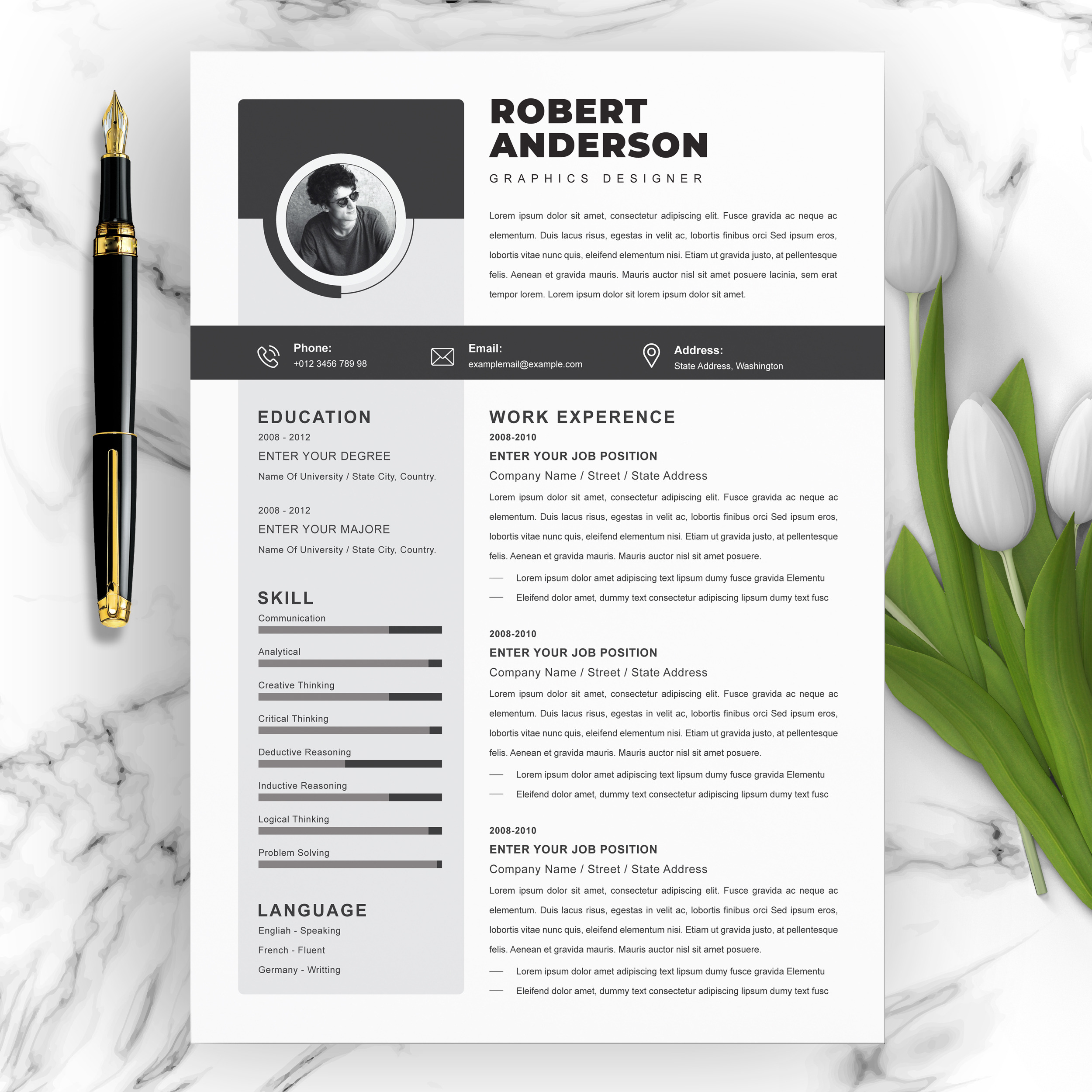 Free Resume Template | CV Design | Resume Templates ~ Creative Market