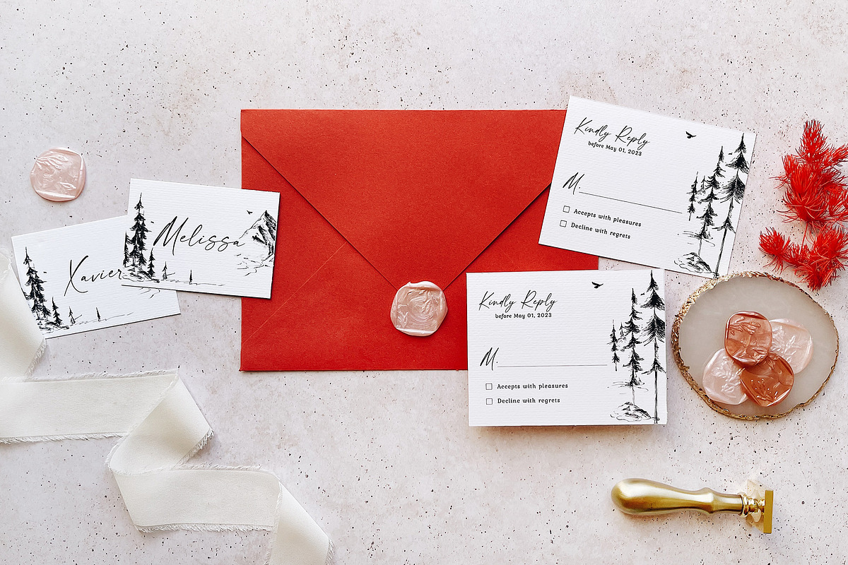 Mountain Forest Wedding Suite, an Invitation Template by BlueRobinDesignShop (Photo 9 of 16)