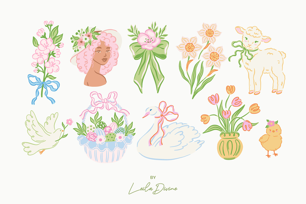 Spring Charm Clipart & Patterns, an Object Graphic by Leila Divine (Photo 5 of 17)