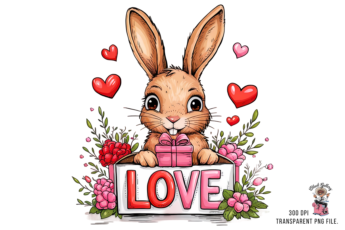 Bunny love PNG Clipart Bundle, a Graphic by Clipart Bloom (Photo 6 of 12)