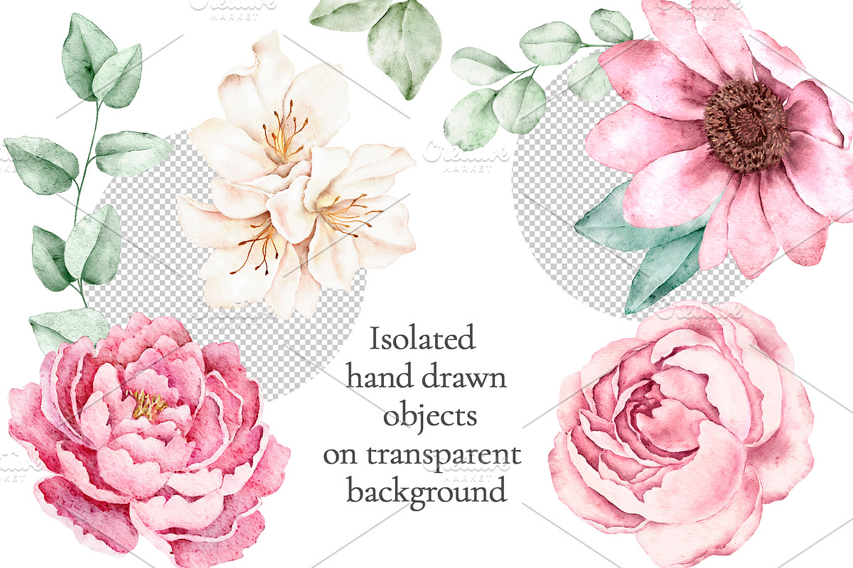 Watercolor Floral Clipart, a Decorative Illustration by Eves_Aquadreams (Photo 2 of 18)