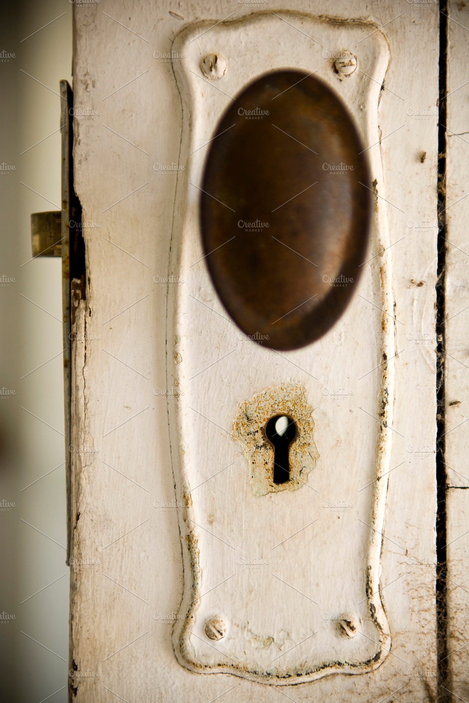 Old Door Lock Keyhole And Knob, an Abstract Photo by THP Creative