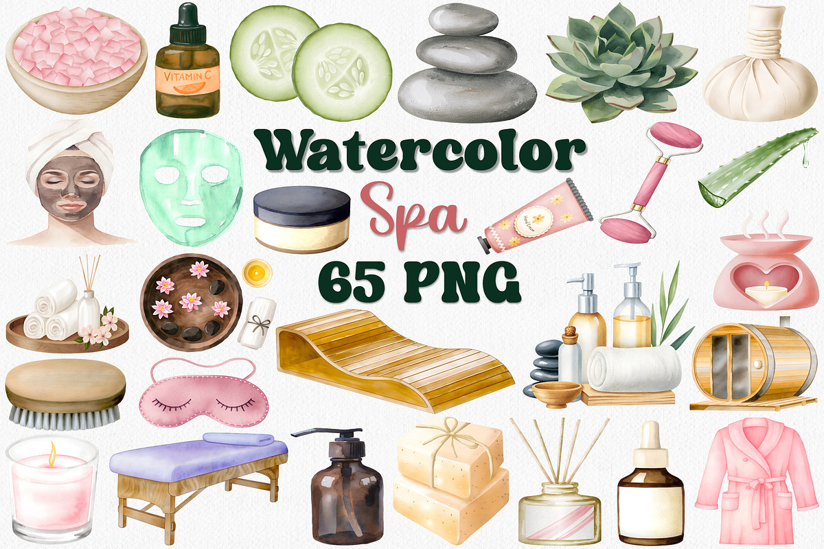 Watercolor Spa Clipart,Self Care Png, an Illustration by CropUp Creative (Photo 1 of 4)