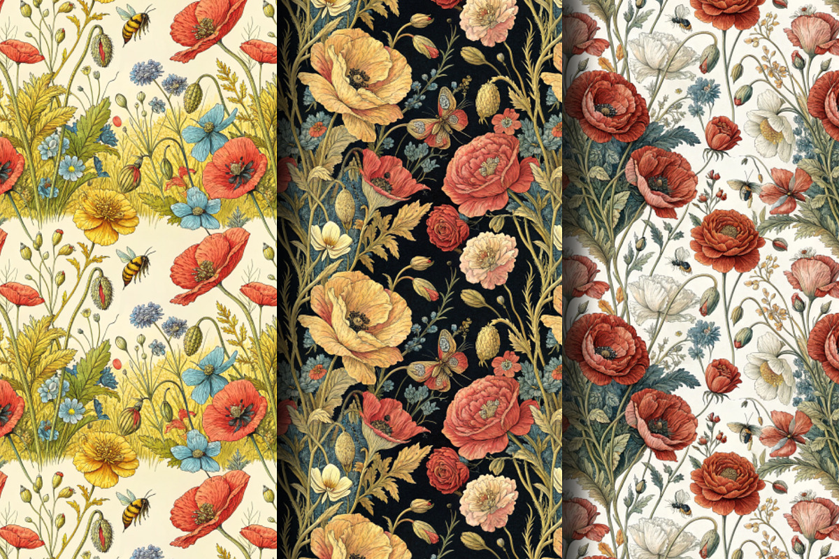 Seamless Pattern Set Meadow Motifs, a Pattern Graphic by Designs by Helen Trupak (Photo 2 of 8)