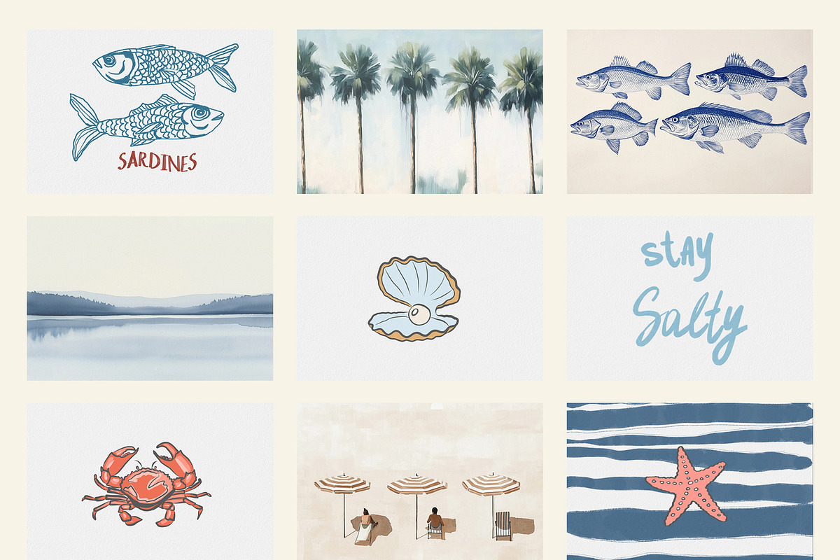 Coastal Wall Art Prints Bundle, a Background Graphic by Artemsky (Photo 15 of 15)