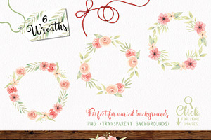 Watercolor Flower Clipart Peach