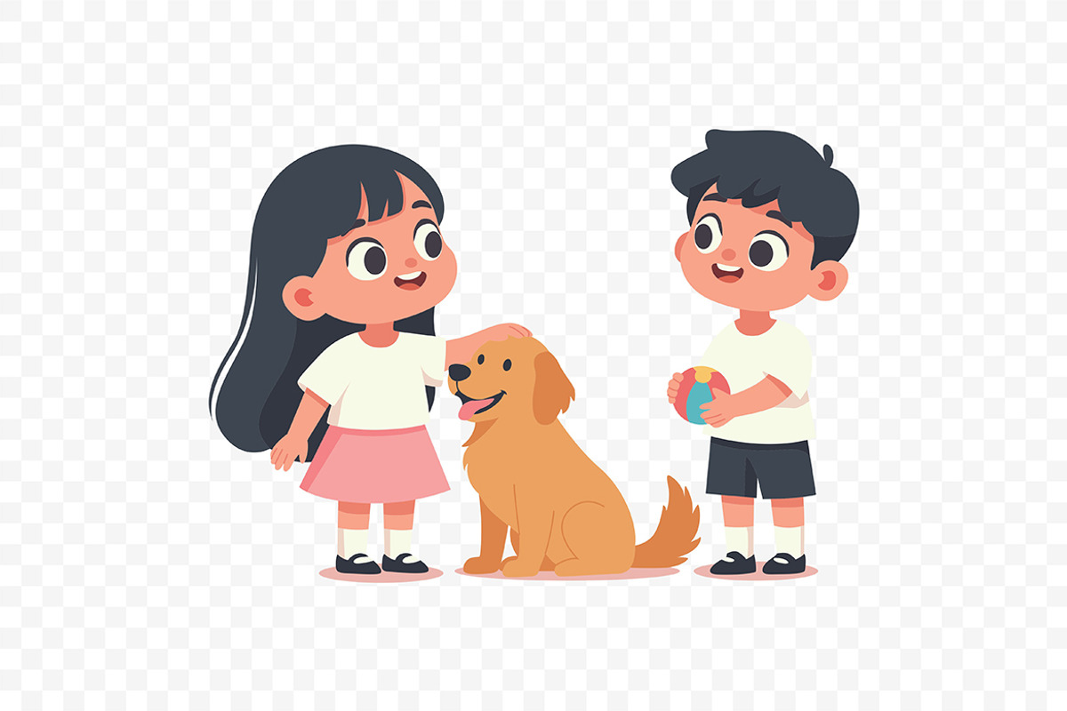 Cute Children and Puppy Cartoon, a Person Illustration by Partikusi Design (Photo 3 of 3)
