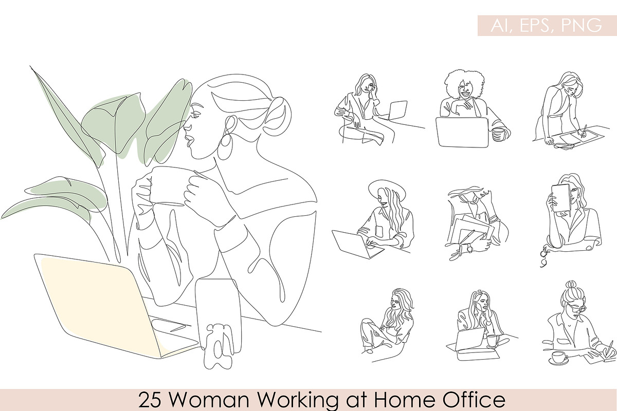 Woman Working at Home Office, a Branding & Logo Template by velychko.ua (Photo 10 of 12)